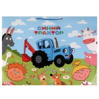 Пакет подар Веселый праздник Синий трактор 45*60*20