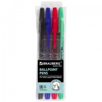Набор шар.ручек 4шт BRAUBERG Black Jack 0,7мм