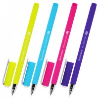 Ручка шар,Brauberg синяя SOFT TOUCH STICK NEON 0,7мм мягк покр