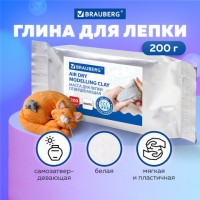 Масса для лепки BRAUBERG белая 200г самозатверд.
