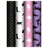 Бумага д\упаковки глянцевая 70*100 Meshu Grace cats 1лист