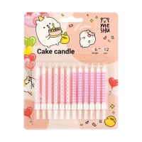Набор свечей для торта 12шт 6см Pink pattern