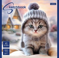 Блокнот-скетчбук А5 40л 100г скр Котики-артисты