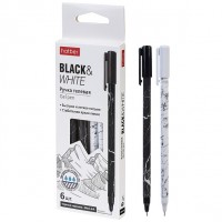 Ручка гел.Hatber Black&White черная 0,5мм