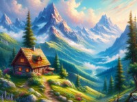 Алмазная Мозаика 30*40см Горный домик