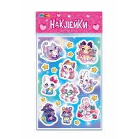 МультиАрт Наклейки 120*180 бумажные Котики многоразовые
