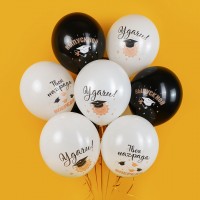 Шарики возд ДБ12 Поздравляю,Выпускной!Бел/черн