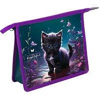 Папка д\тетр. А5 1отд.deVente Beautiful Cat 3D молния сверху расширение до 80мм