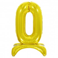 Шар ДБ фольга 32/81 Золото Цифра 0 на подставке
