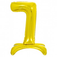 Шар ДБ фольга 32/81 Золото Цифра 7 на подставке