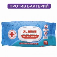 Салфетка влажная Лайма антибактериальные 72 шт